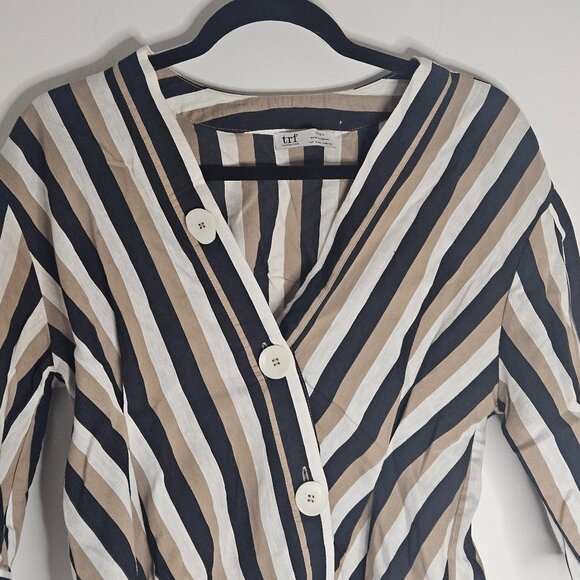 Zara Striped Asymmetrical Blouse, Small - Picture 3 of 8